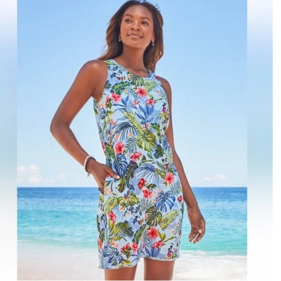 Tommy Bahama x Disney Jungle Jubilee Sleeveless Linen Shift Dress - Picture 1 of 12
